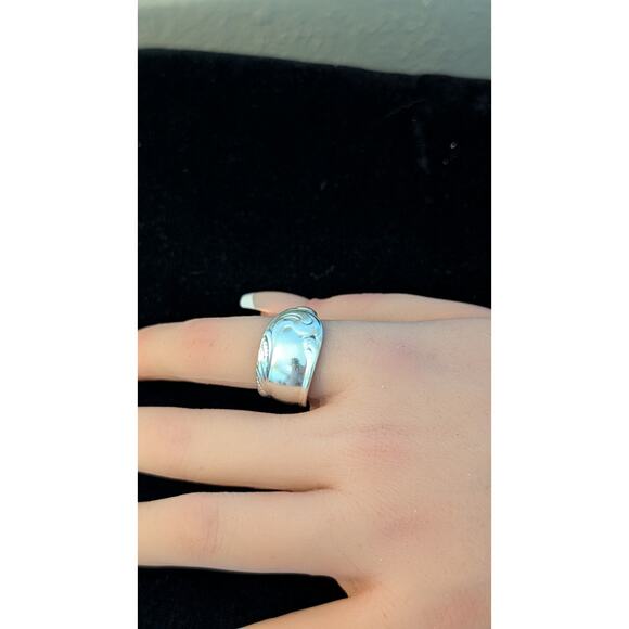 Vintage 1950 'Love Song' Spoon Open Ring Size 6.75 - Picture 1 of 10